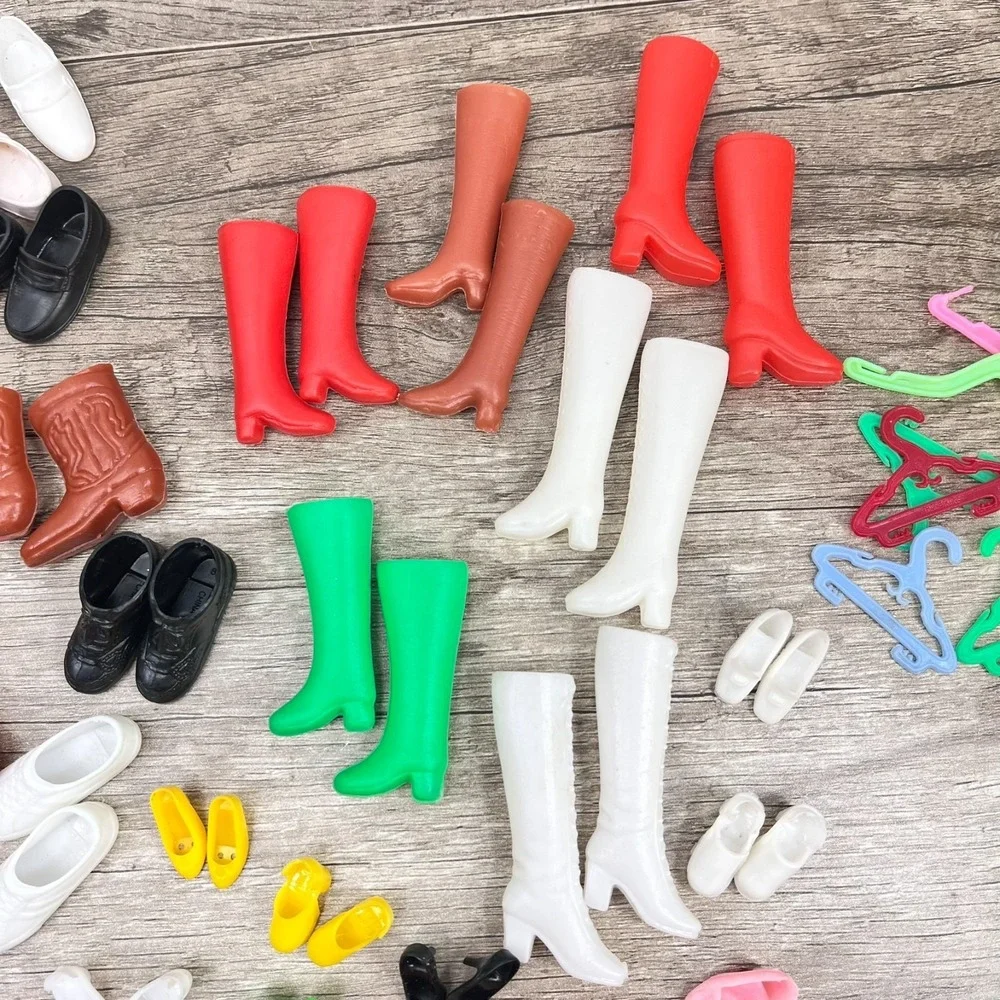Vintage Barbie Shoes, Boots, heels, Ken, Skipper, Francie‎ in storage boxes